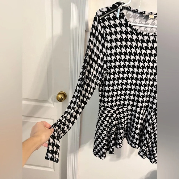 Michael Michael Kors Blouse Long Sleeve Houndstooth - Picture 6 of 9